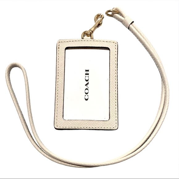 COACH Id Lanyard Chalk Crossgrain Leather - Picture 4 of 12